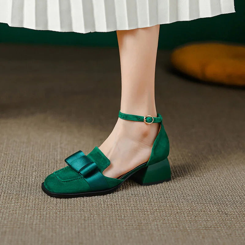 Fiocchetta Bow Square-Toe Mary Janes