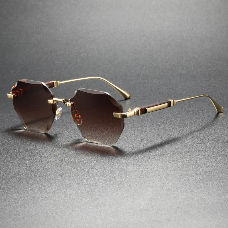 Sfaccettato Rimless Polygon Sunglasses
