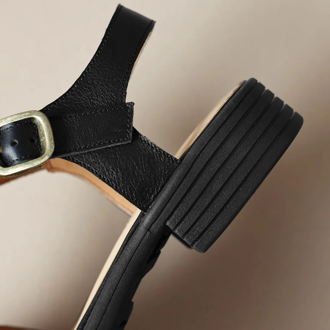 Tessari Woven T-Strap Sandals