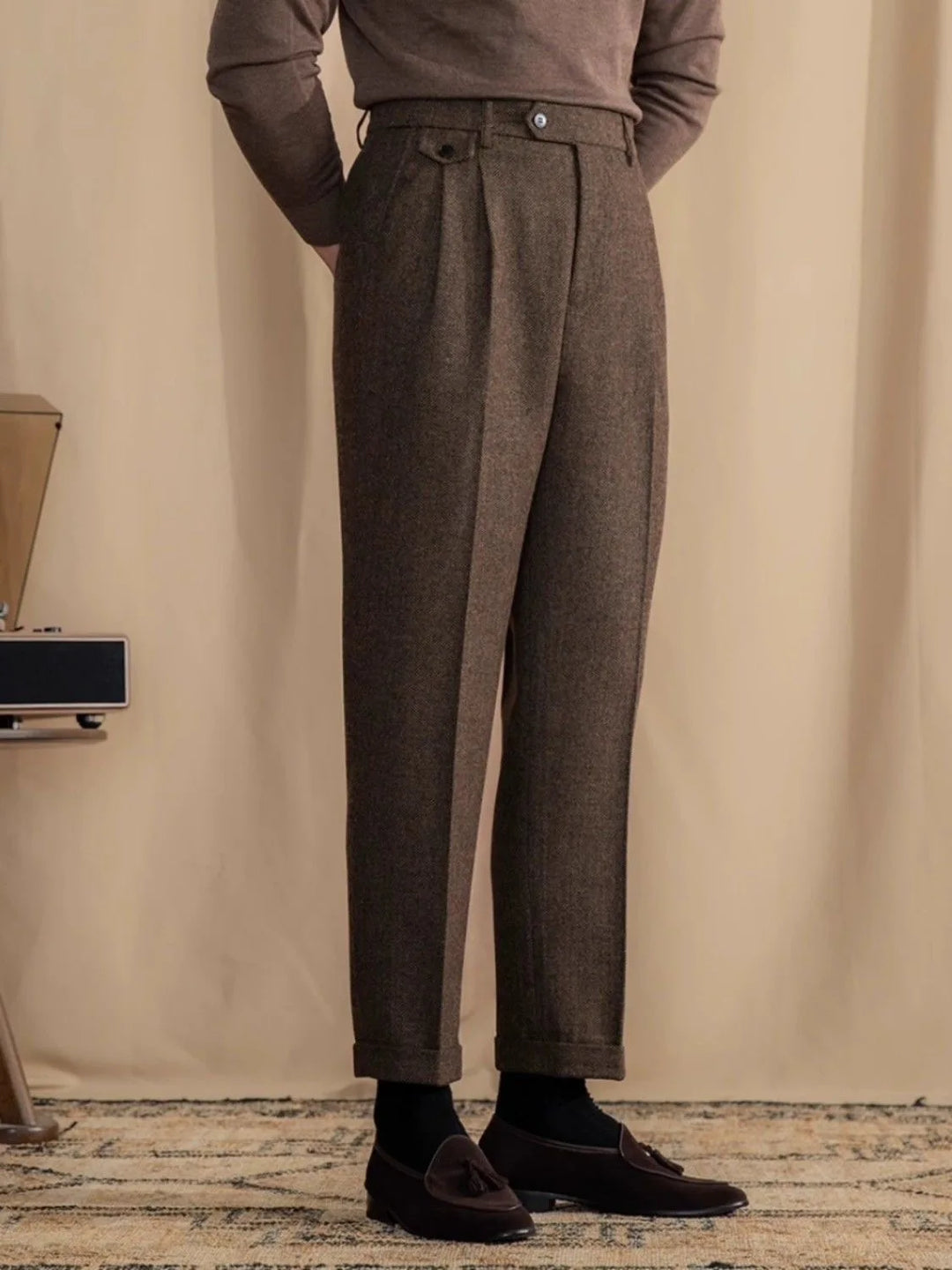 Herringbone Wool Trousers