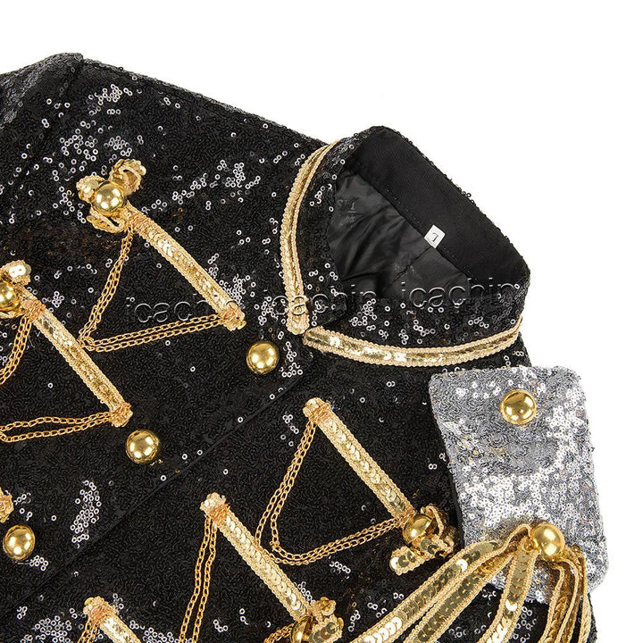 Tamburino Chain-Front Sequin Blazer