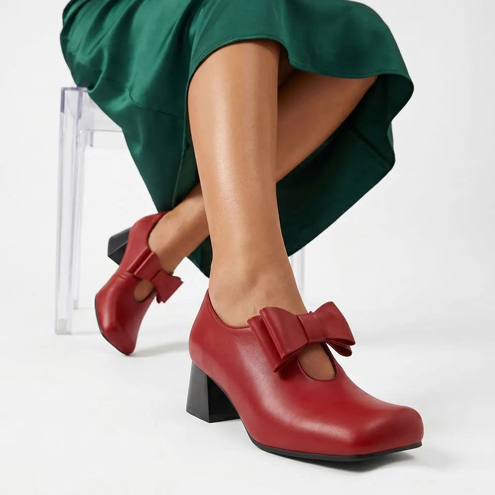 Vezzosa Bow Square-Toe Mary Janes