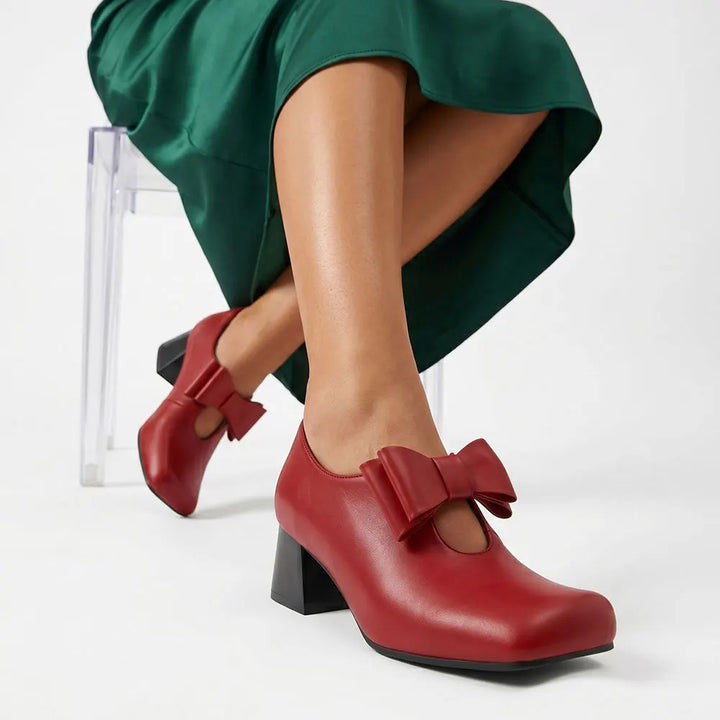 Vezzosa Bow Square-Toe Mary Janes