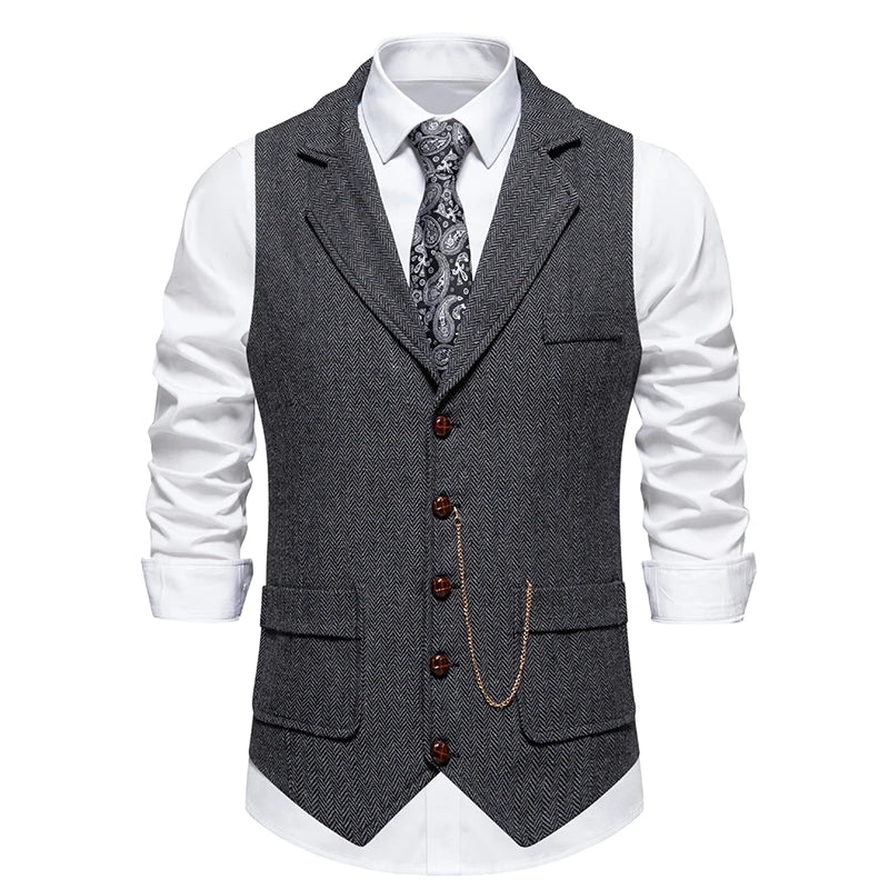 Spigato Herringbone Tweed Vest
