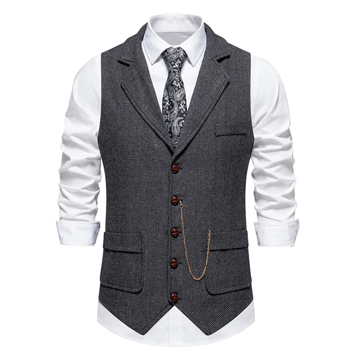 Spigato Herringbone Tweed Vest