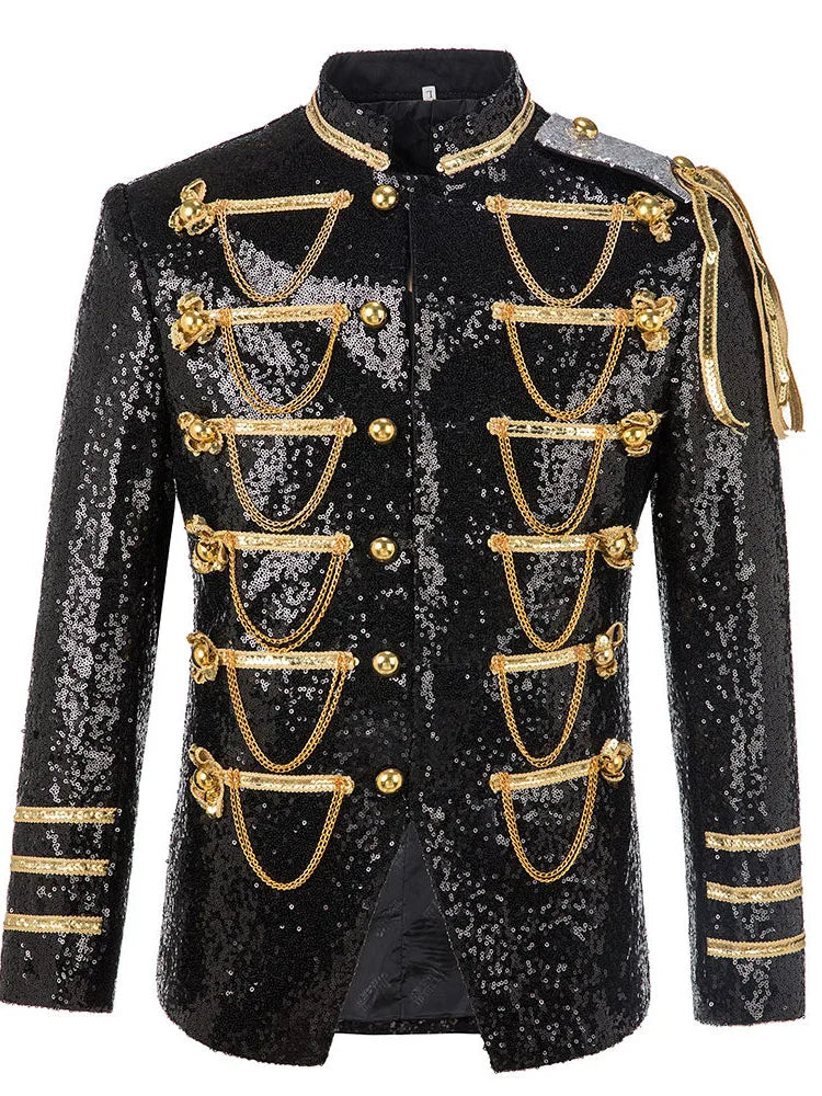 Tamburino Chain-Front Sequin Blazer