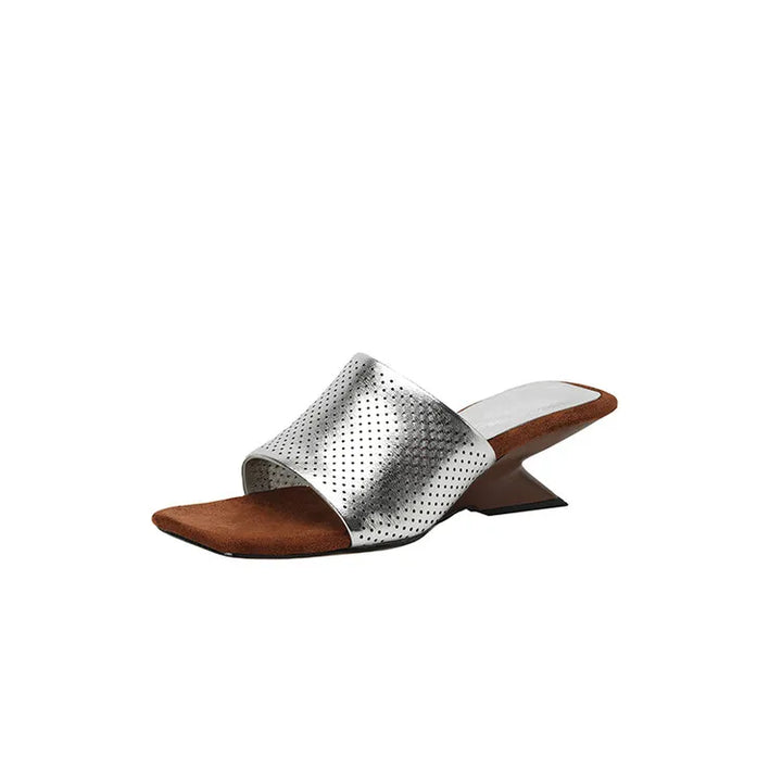 Punzone Perforated Leather Mules