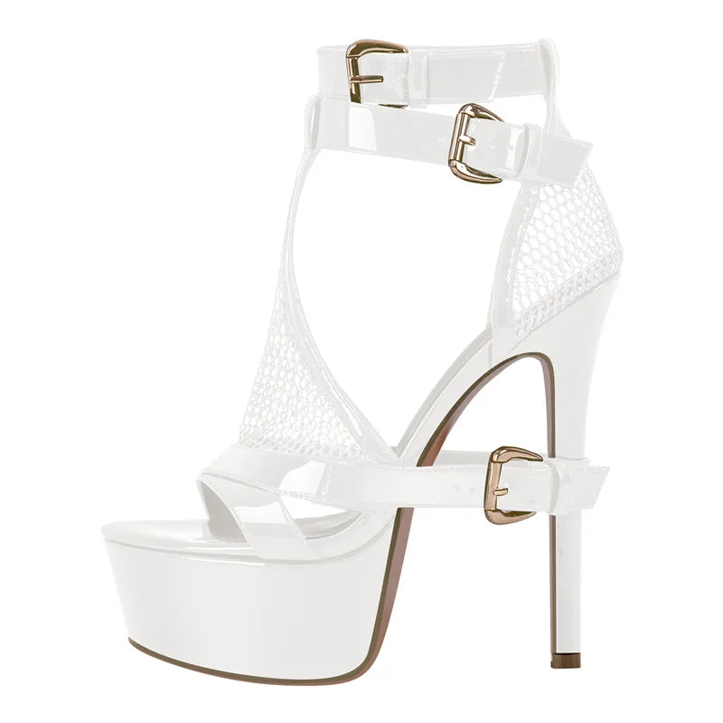 Rete Mesh Platform Stiletto Sandals