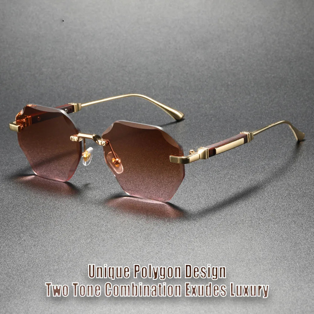 Sfaccettato Rimless Polygon Sunglasses