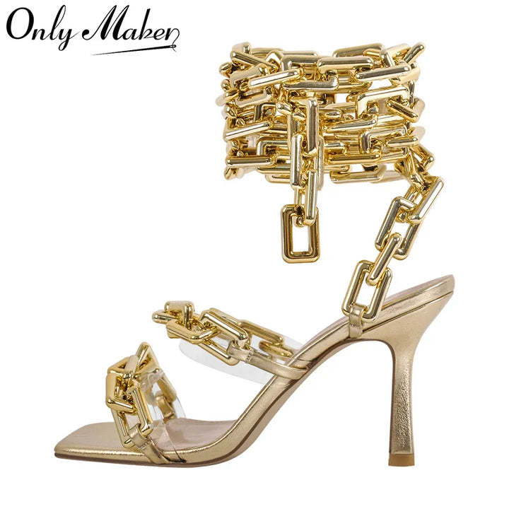 Manetta Chain-Wrap Stiletto Sandals