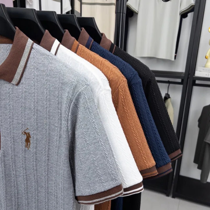 Treccia Cable-Knit Zip Polo