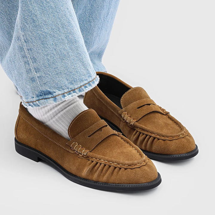 Increspato Pleated-Toe Leather Loafers