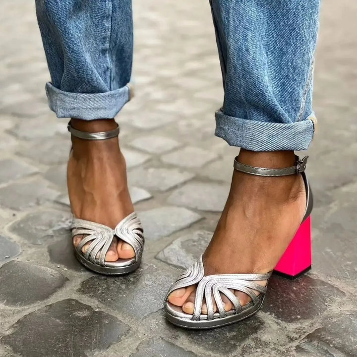 Fiammella Caged Block Heel Sandals