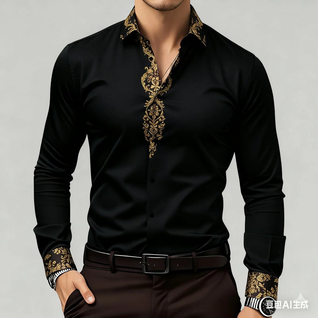 Damasco Baroque-Trim Party Shirt