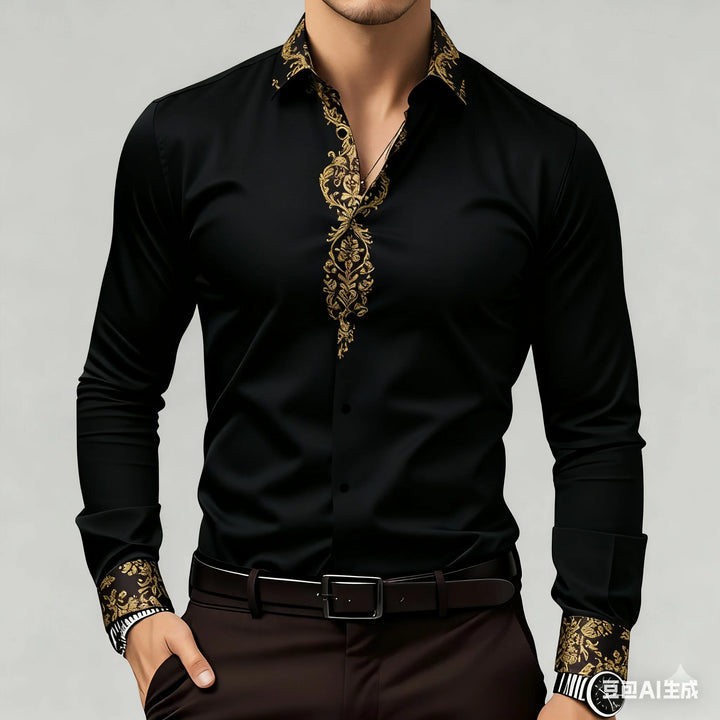 Damasco Baroque-Trim Party Shirt
