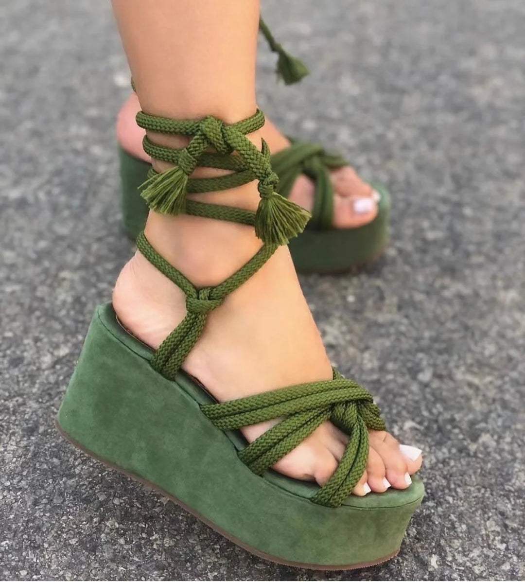 Nodino Braided Rope Platform Wedges
