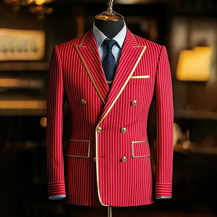 Doratura Gold-Trim Pinstripe Blazer