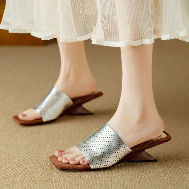 Punzone Perforated Leather Mules