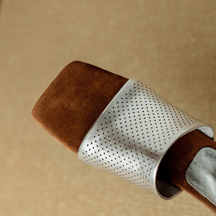 Punzone Perforated Leather Mules