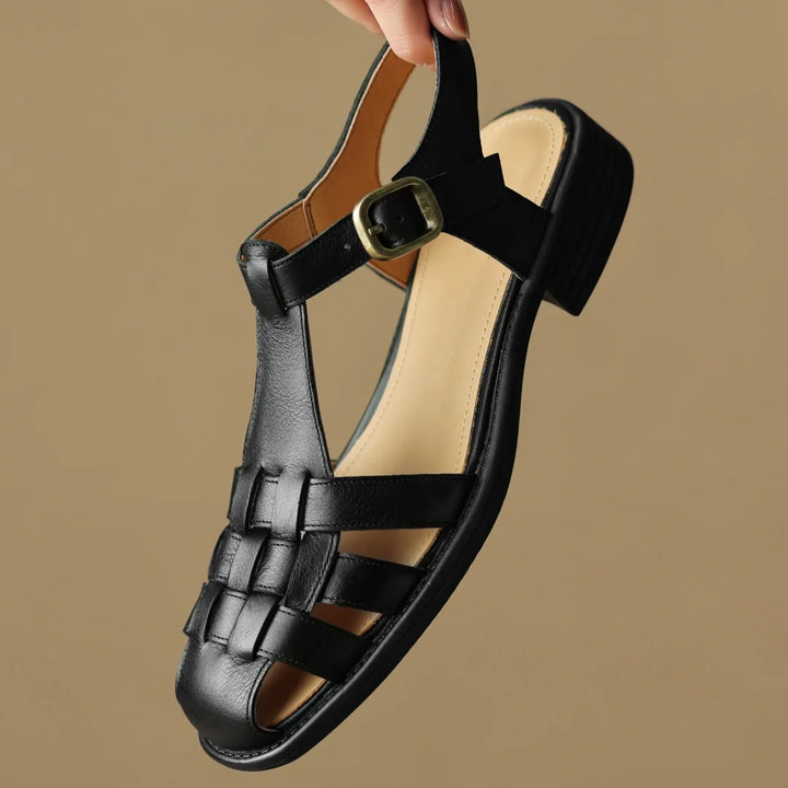 Tessari Woven T-Strap Sandals
