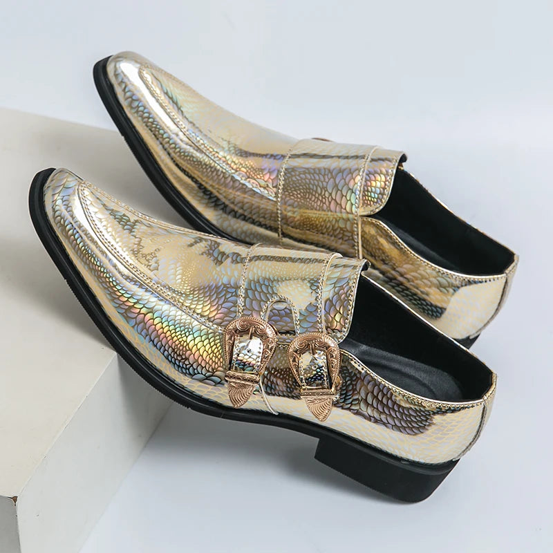 Iridiana Buckle Snake Loafers