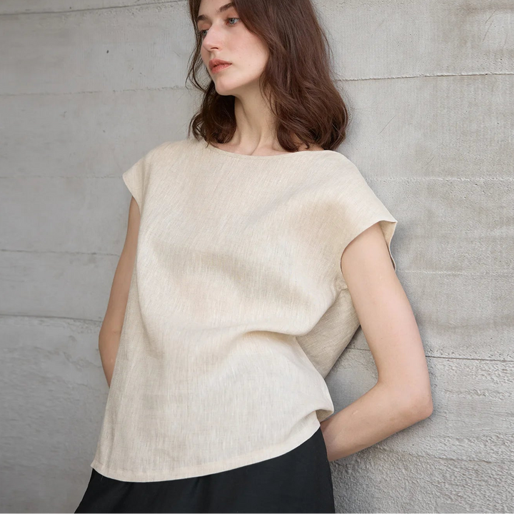 Claudette Cap Sleeve Linen Top