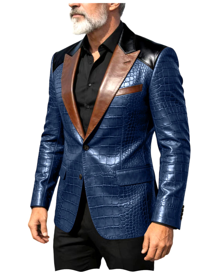 Coccodrillo Croc-Embossed Peak-Lapel Blazer