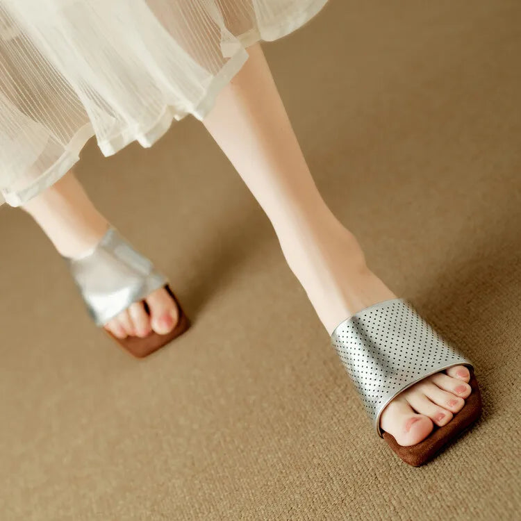 Punzone Perforated Leather Mules