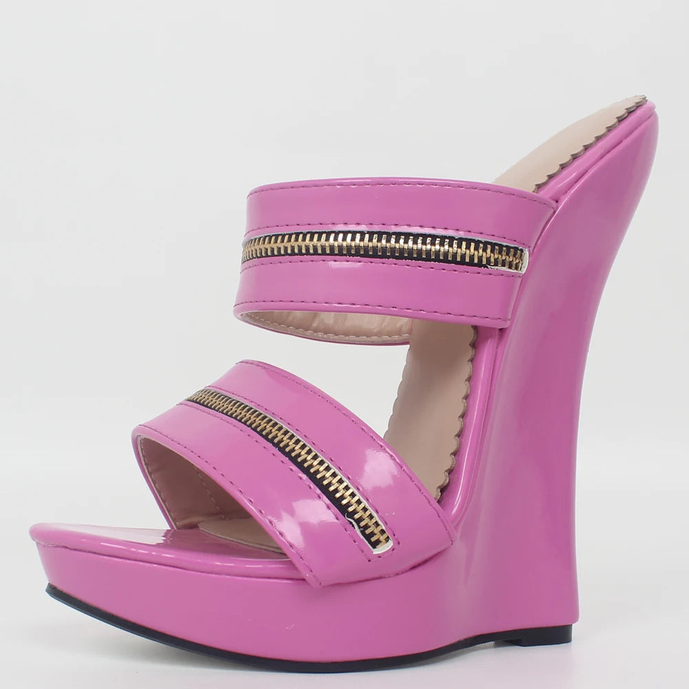 Cerniera Zip-Strap Platform Wedges