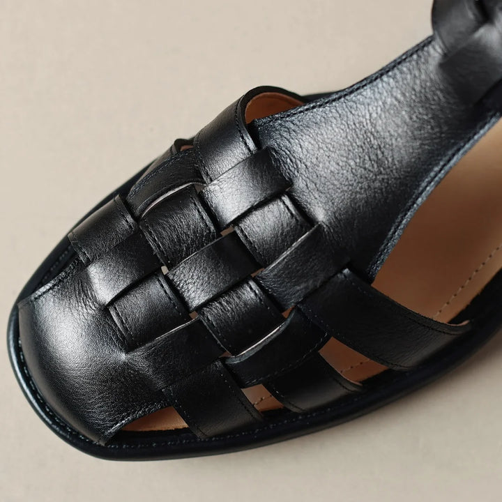 Tessari Woven T-Strap Sandals