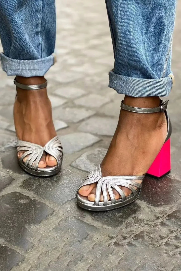 Fiammella Caged Block Heel Sandals