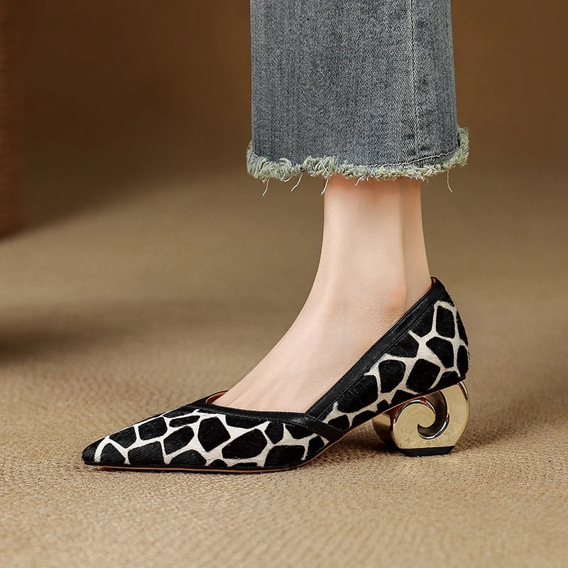 Criniera Sculpted-Heel Horsehair Pumps