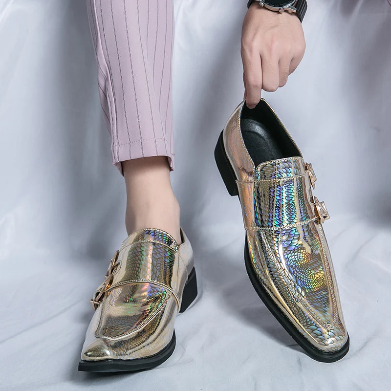Iridiana Buckle Snake Loafers