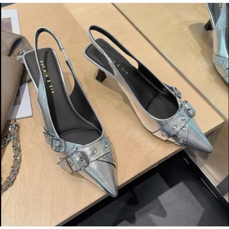 Fibbietta Buckle-Strap Slingback Pumps