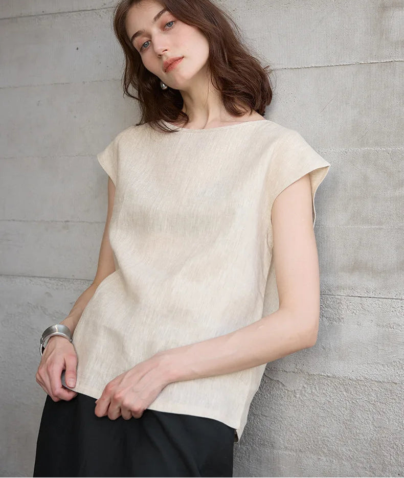 Claudette Cap Sleeve Linen Top