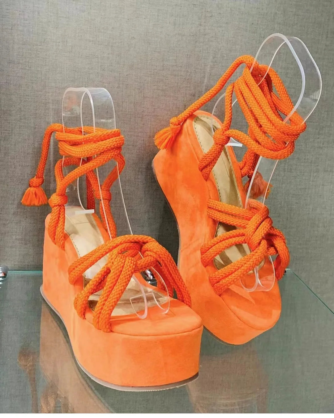 Nodino Braided Rope Platform Wedges