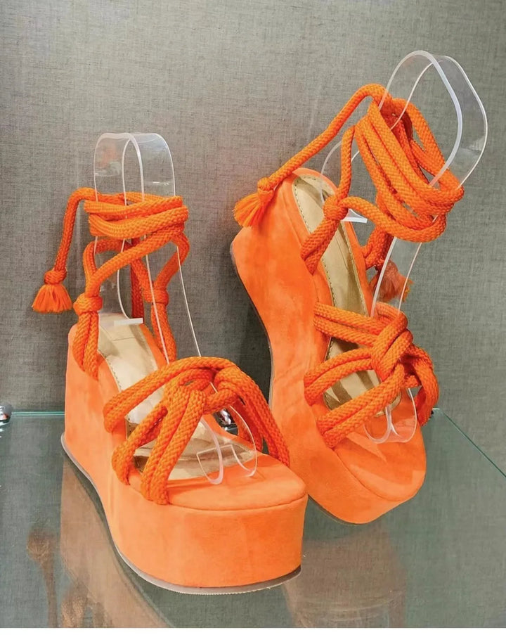 Nodino Braided Rope Platform Wedges