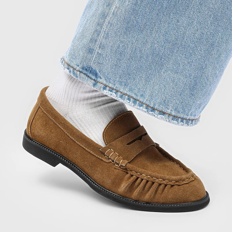 Increspato Pleated-Toe Leather Loafers