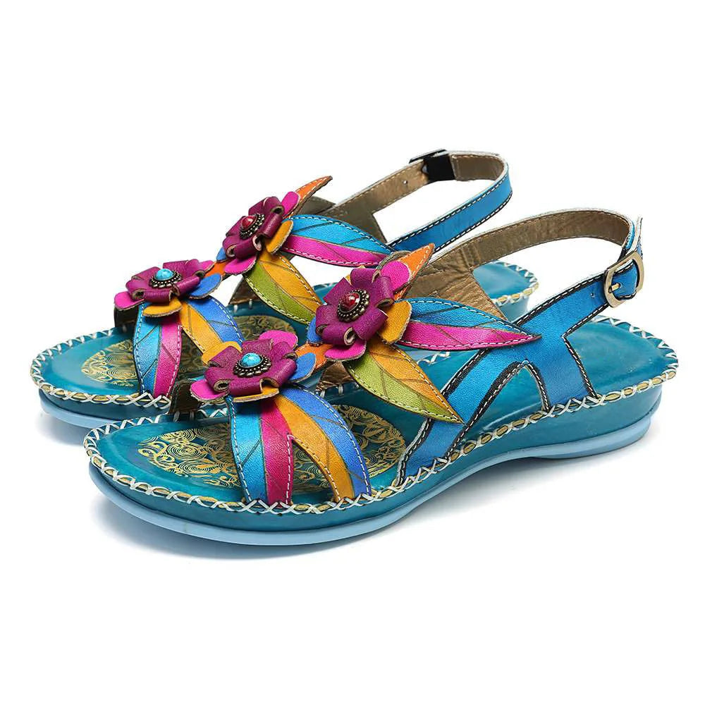 Giardino Floral Leather Sandals