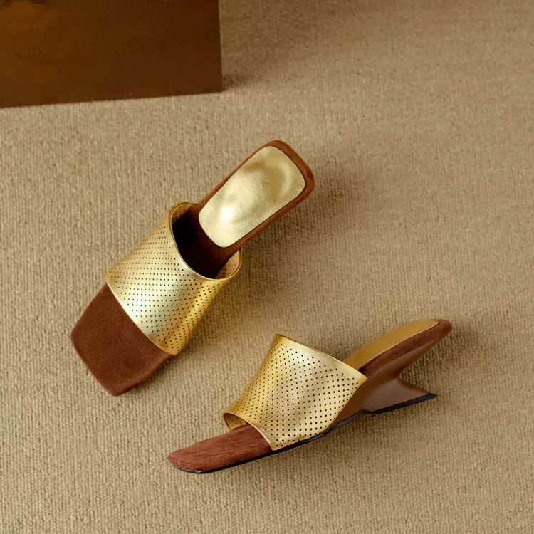 Punzone Perforated Leather Mules