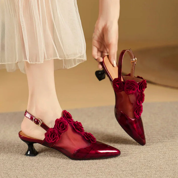 Rosellina Floral Mesh Slingback Pumps