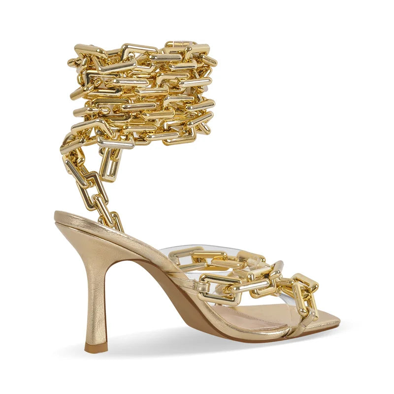 Manetta Chain-Wrap Stiletto Sandals
