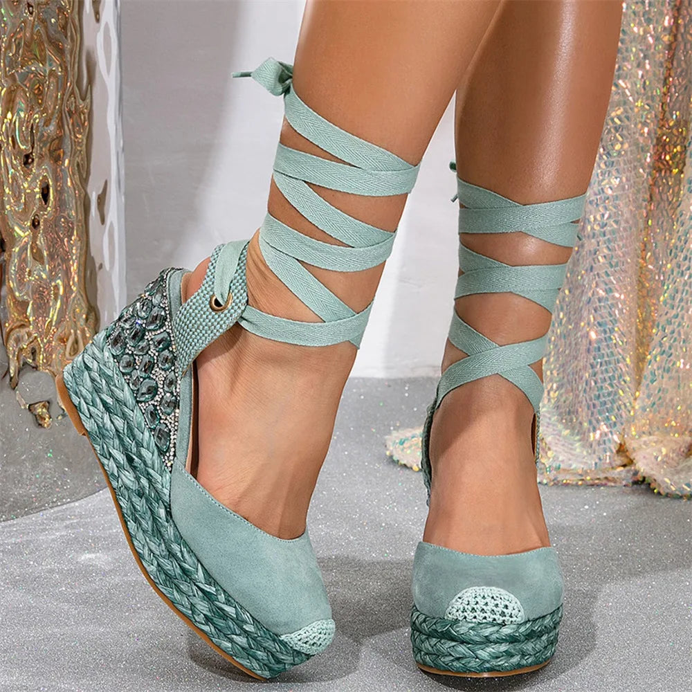 Fiorella Crystal Espadrille Wedges
