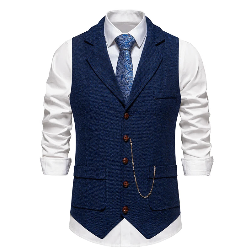 Spigato Herringbone Tweed Vest