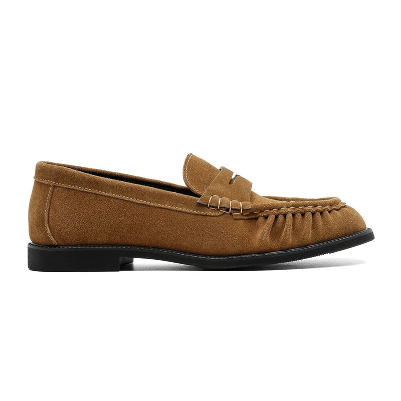 Increspato Pleated-Toe Leather Loafers