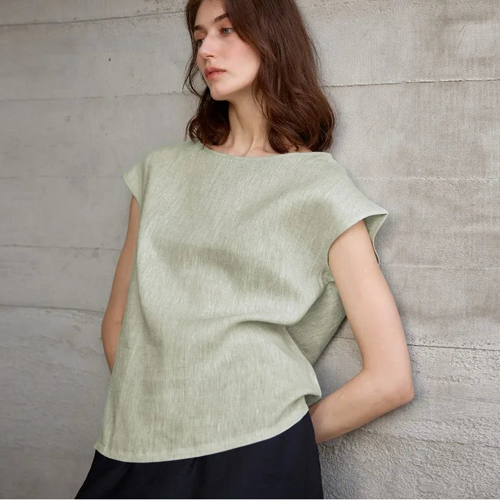 Claudette Cap Sleeve Linen Top