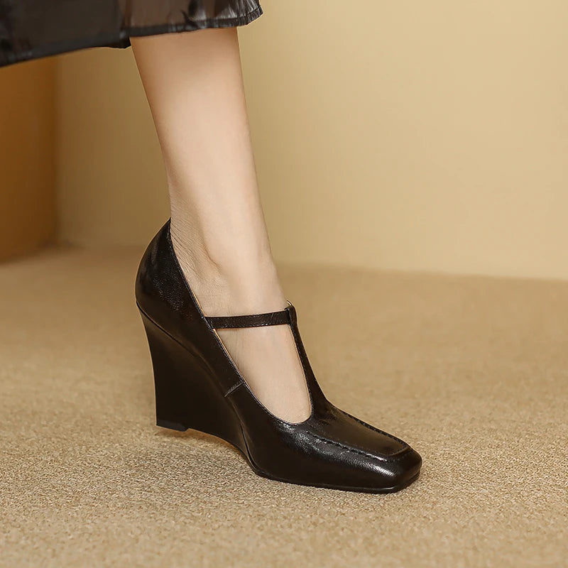 Cortigiana T-Strap Wedge Pumps