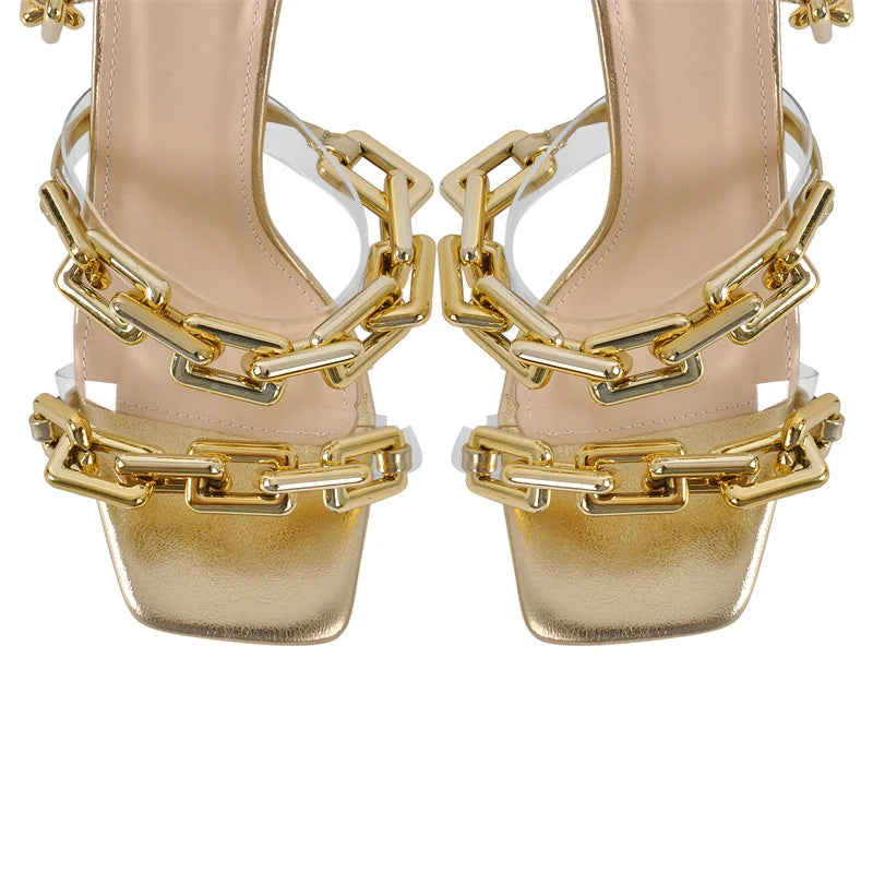 Manetta Chain-Wrap Stiletto Sandals