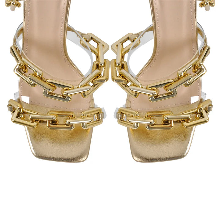 Manetta Chain-Wrap Stiletto Sandals