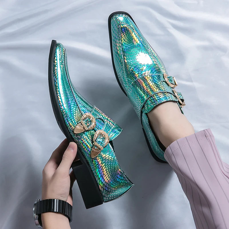 Iridiana Buckle Snake Loafers
